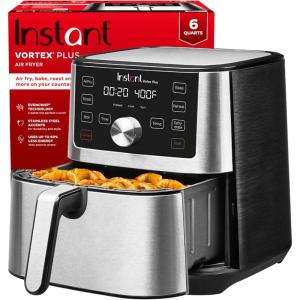 imageInstant Pot 10QT Air Fryer 7in1 Functions with EvenCrisp Technology that Crisps Broils Bakes Roasts Dehydrates Reheats ampamp Rotisseries Includes over 100 InApp Recipes Stainless Steel6 Qt