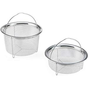 imageInstant Pot Official Mesh Steamer Basket Set Stainless Steel DualPurpose Steamer ampamp Strainer EasyLift Handle Dishwasher Safe RustResistant Essential Accessory for Healthy Cooking