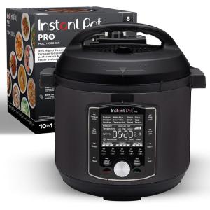imageInstant Pot Pro 10in1 Pressure Cooker Slow Cooker RiceGrain Cooker Steamer Saut Sous Vide Yogurt Maker Sterilizer and Warmer Includes App With Over 800 Recipes Black 6 Quart8 Quarts