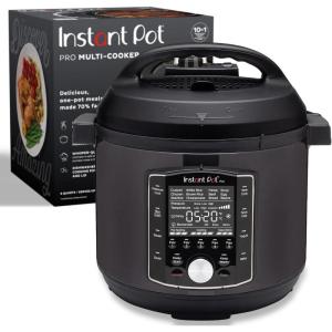 imageInstant Pot Pro 10in1 Pressure Cooker Slow Cooker RiceGrain Cooker Steamer Saut Sous Vide Yogurt Maker Sterilizer and Warmer Includes App With Over 800 Recipes Black 6 Quart6 Quarts