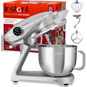 imageInstant Pot 6Speed 63Qt Stand Mixer with Stainless Steel Bowl Base BlackPro Silver